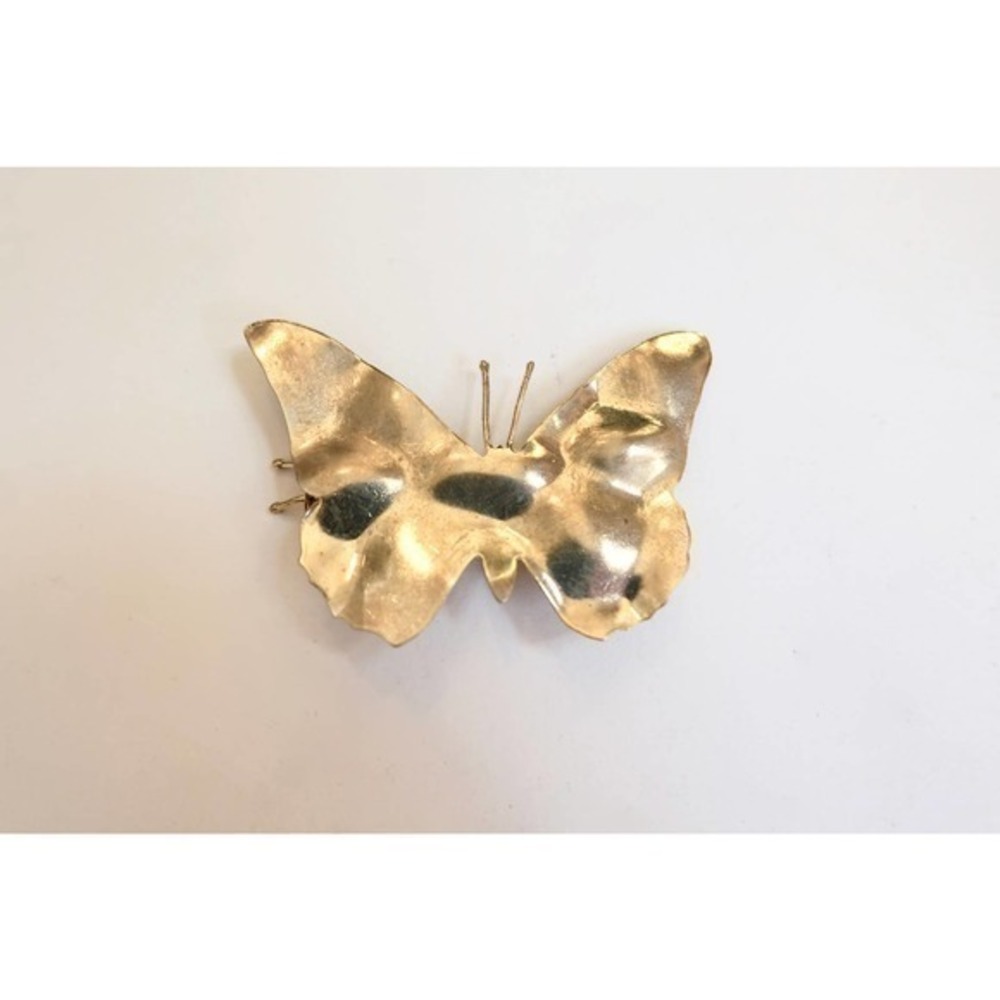 Barrette 1970s Vintage Hair Accessories, Butterfly Barrette Retro Brass Gold